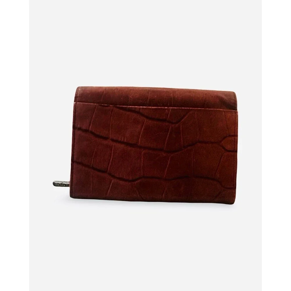 U by Ungaro Crocodile Embossed Leather Wallet - Brown/Burgundy